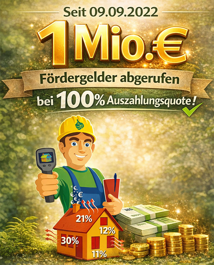 1 Mio.€ Fördergelder abgerufen bei 100% Auszahlungsquote.